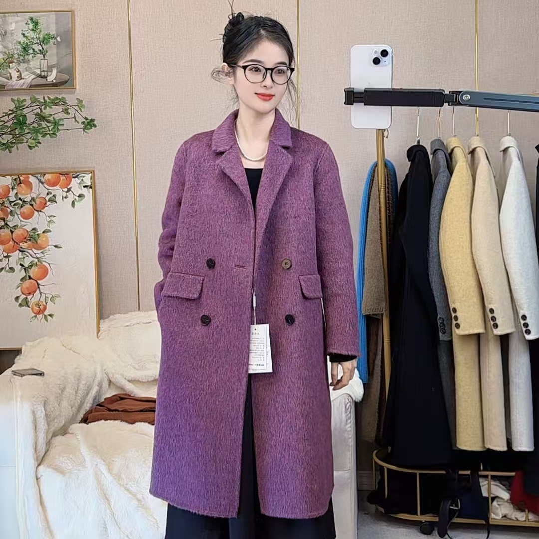 【玲儿专属】羊毛+莱赛尔小个子中长款显瘦气质双面呢羊毛大衣2506