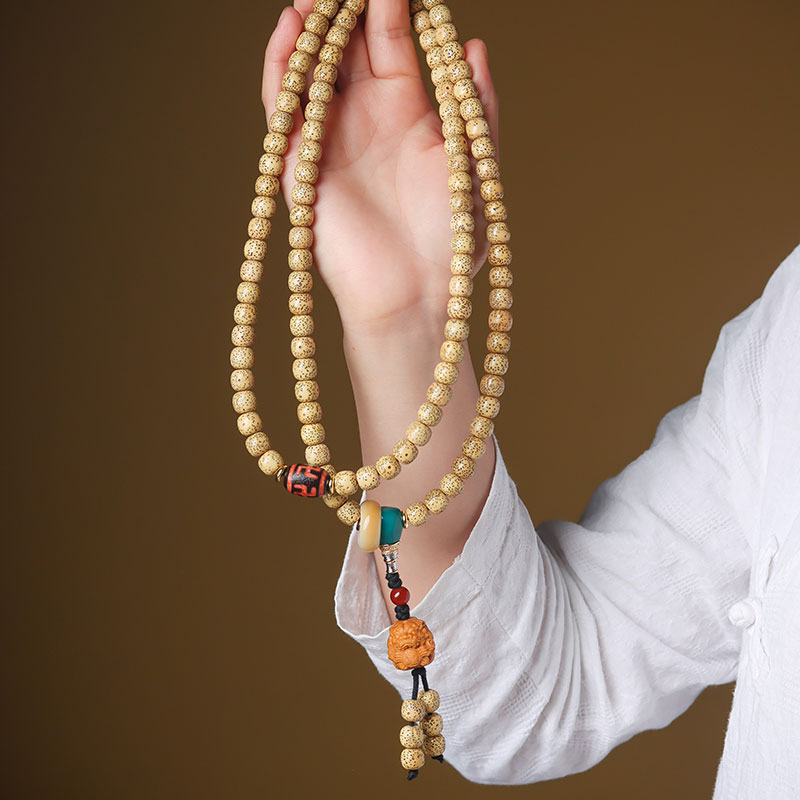 海南原生态星月菩提手串108颗长款菩提子念珠貔貅跑环款文玩念珠