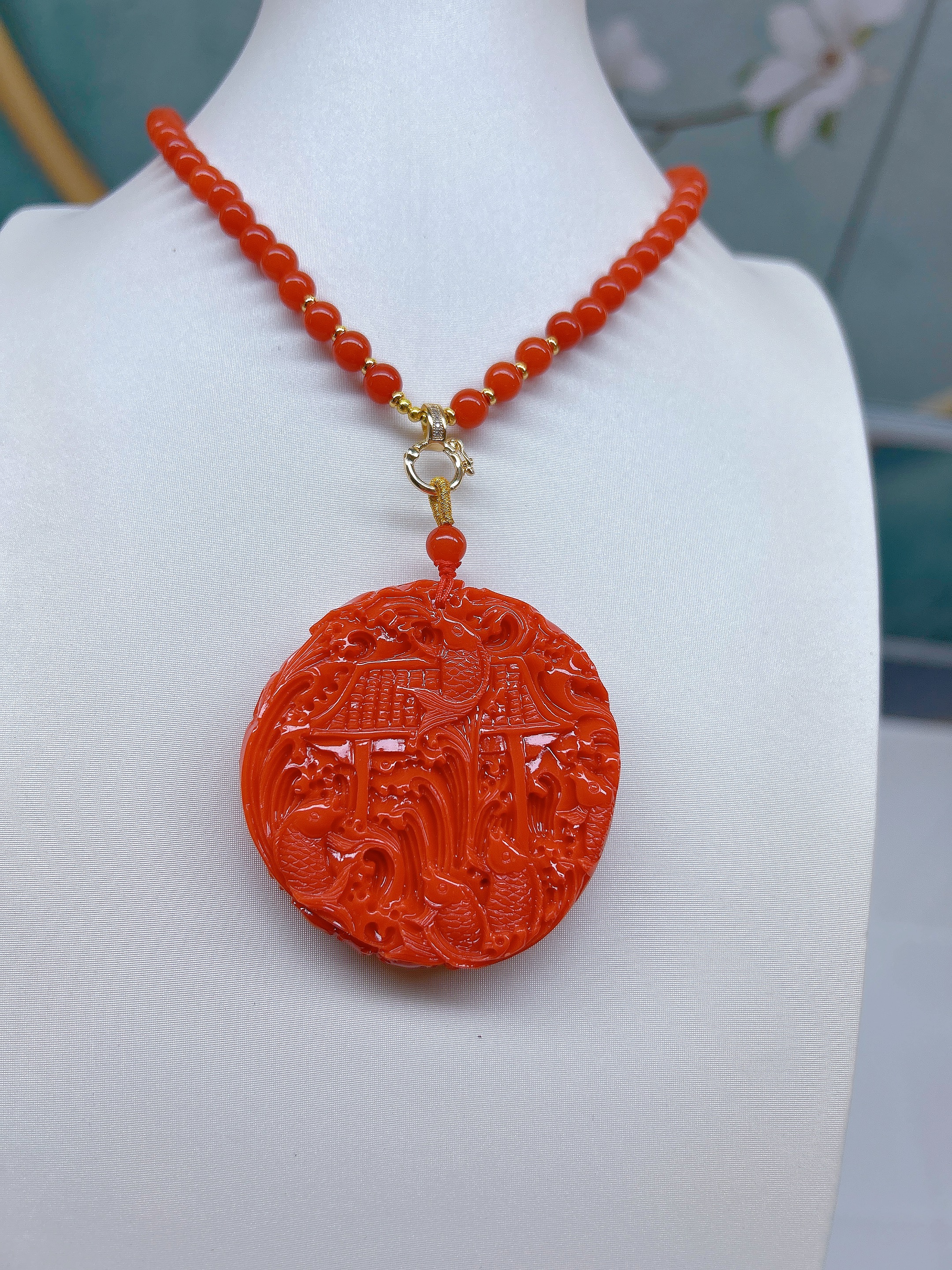 D312缅A满红气质精美高端时尚百搭