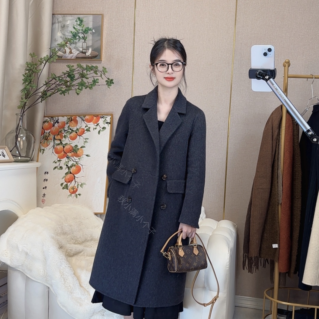 【小文专属】小个子中长款显瘦气质双面呢羊毛大衣2506