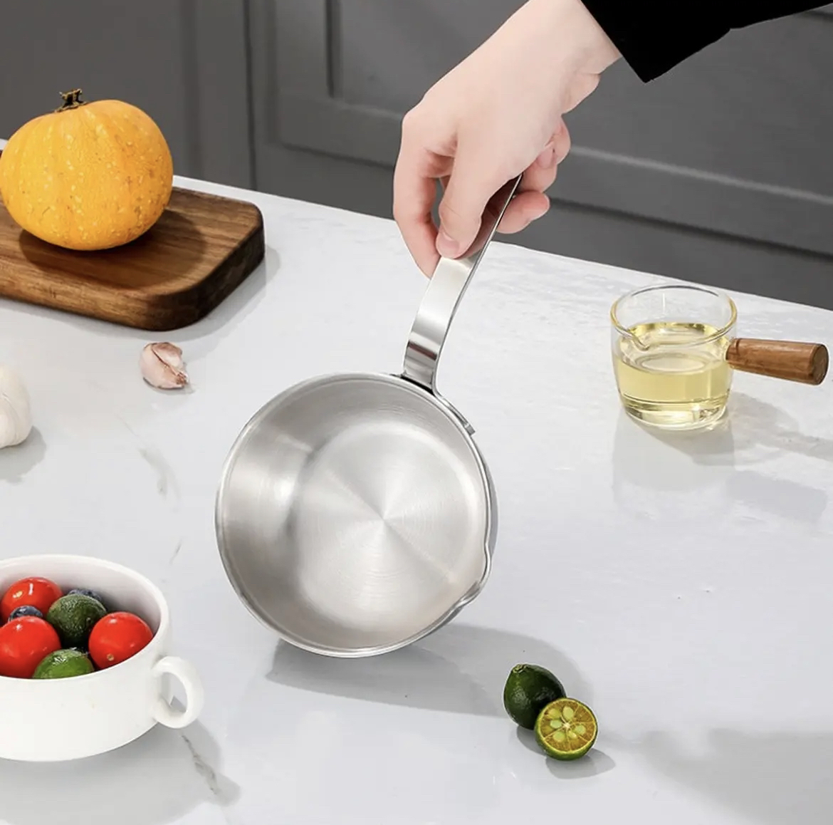 316不锈钢平底锅小煎锅不粘锅煎蛋神器煎牛排小奶锅家用泼油锅