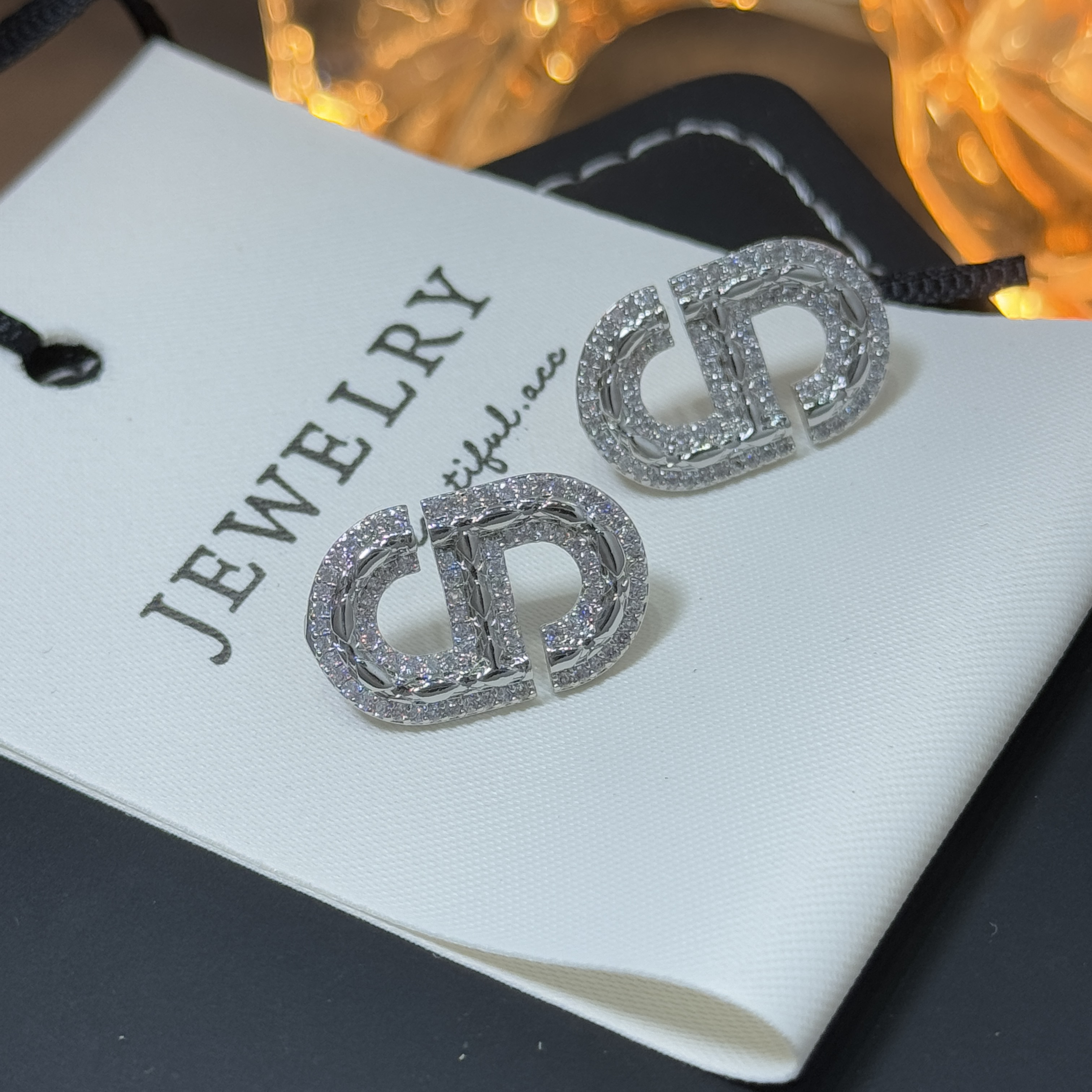 铜合金合成锆石耳饰 气质轻奢时尚百搭小众简约镶嵌耳环QC3088