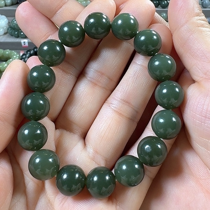 和田玉手链未镶嵌新疆若羌青黄口料卡12.5