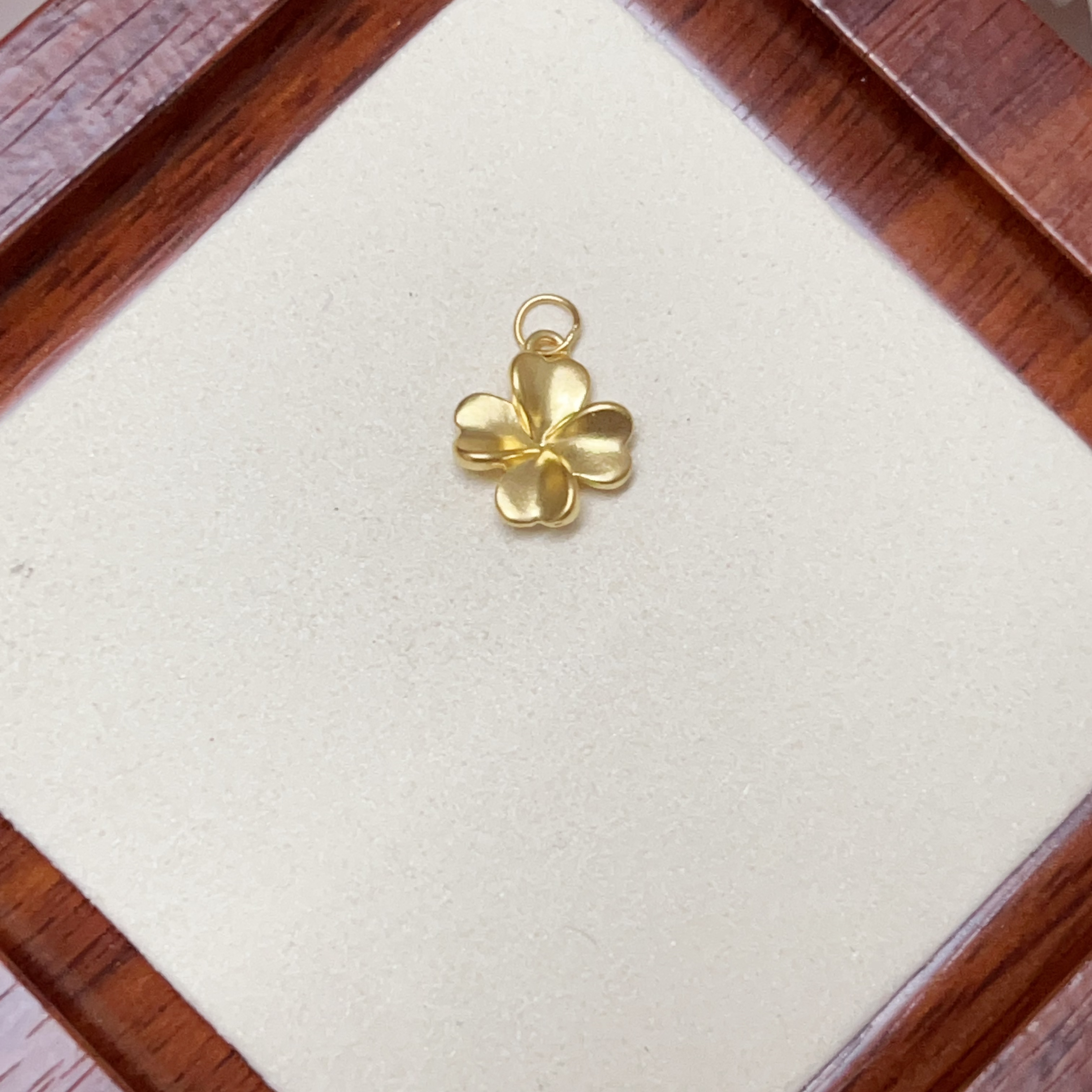 足金999幸运草四叶草小吊坠5D硬金工艺