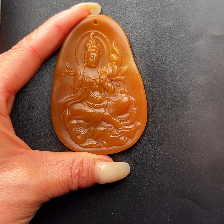 石英质玉观音牌子未镶嵌美*