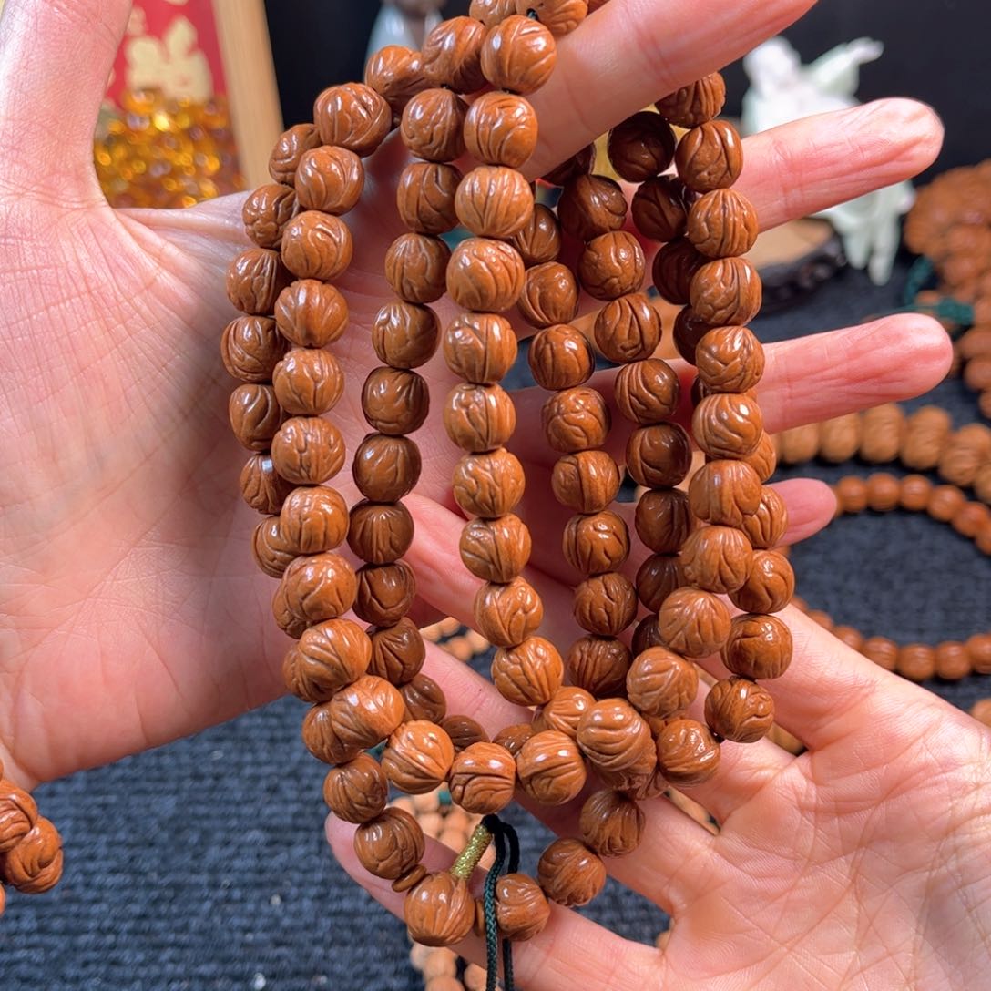 文玩核桃手串南*C4桃核脖挂108