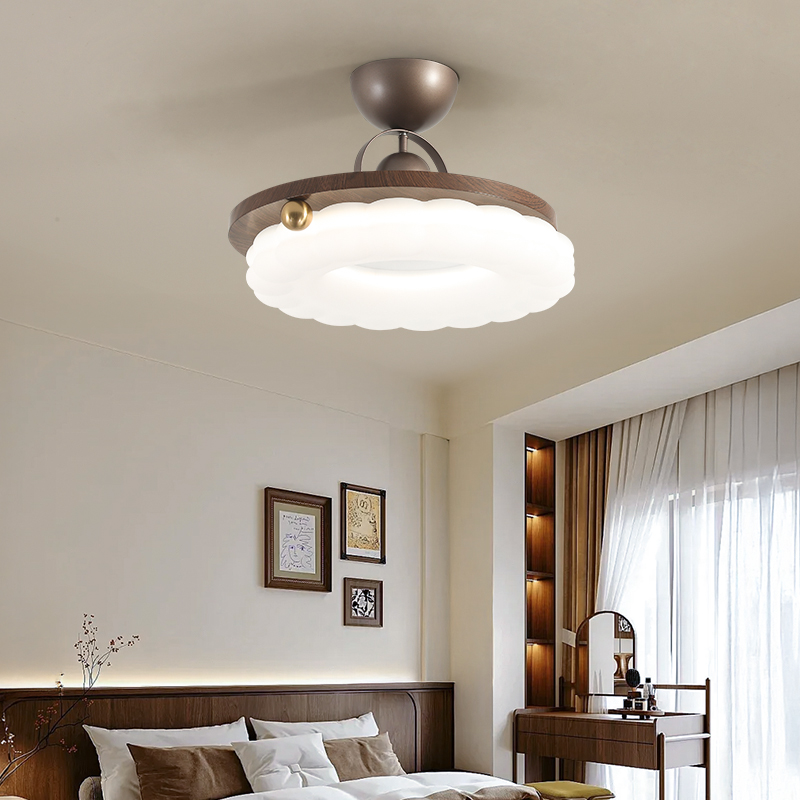 2025新款中古风吸顶灯简约复古胡桃木色卧室灯护眼主卧书房灯具