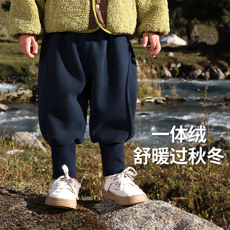 CICIIBEAR/齐齐熊松紧休闲风宽松童装加绒长裤休闲裤中性Q101280