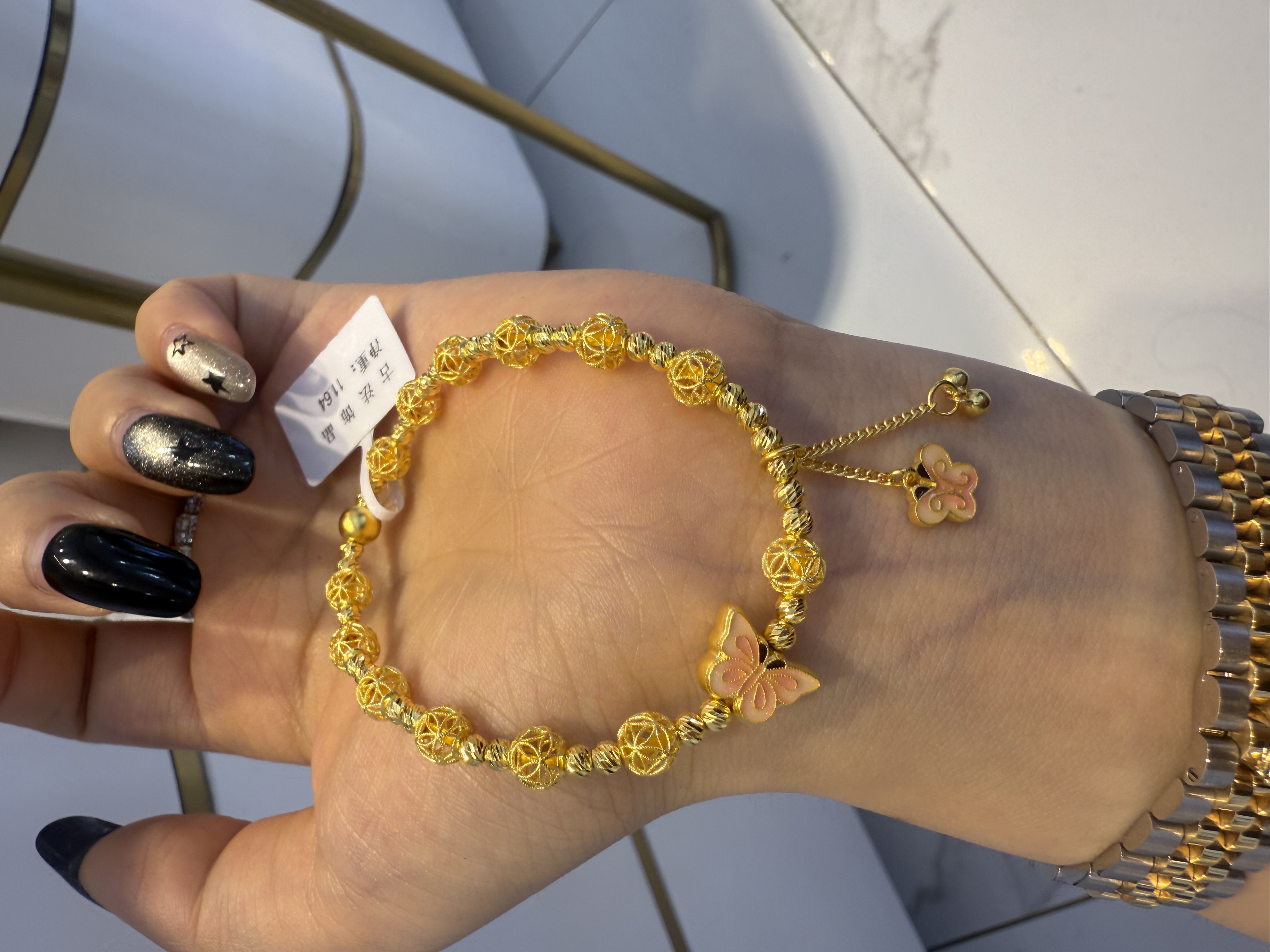 足金999古法珐琅彩蝴蝶手串11.64