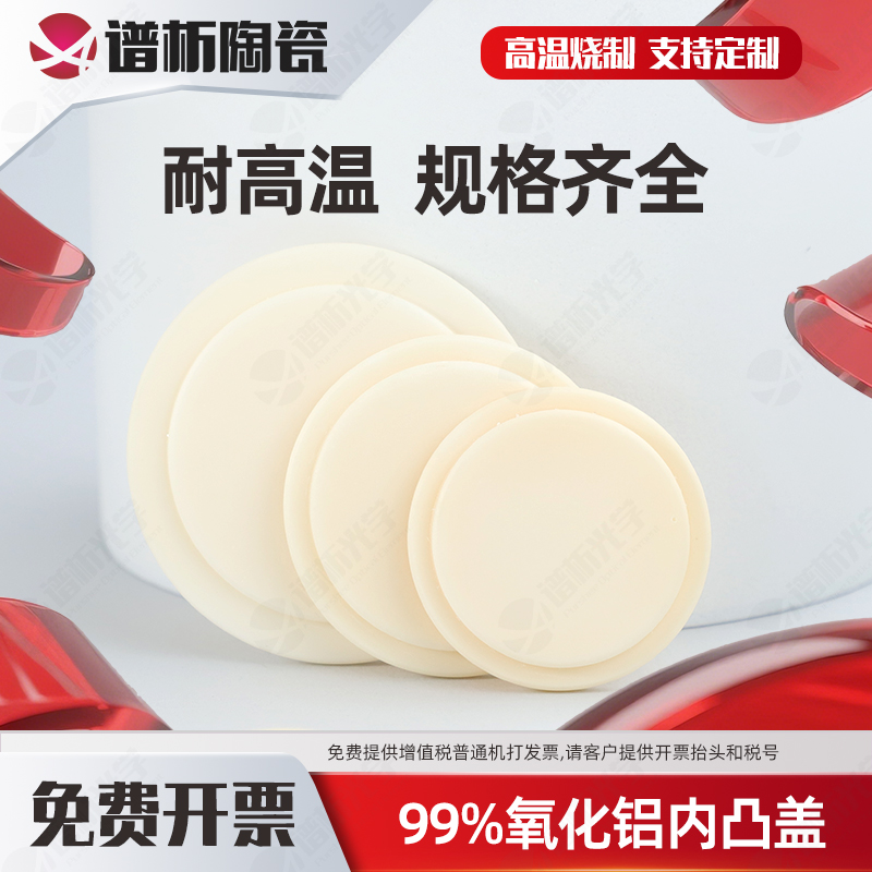 99%氧化铝刚玉坩埚盖子 开票圆柱形耐高温实验室 白色圆板内凸盖