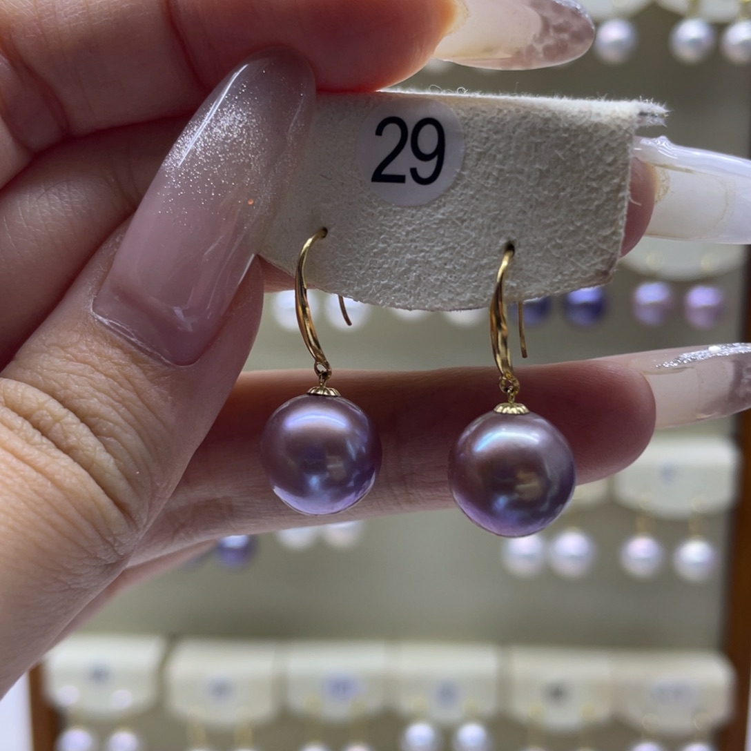 淡水珍珠耳饰18K金镶嵌