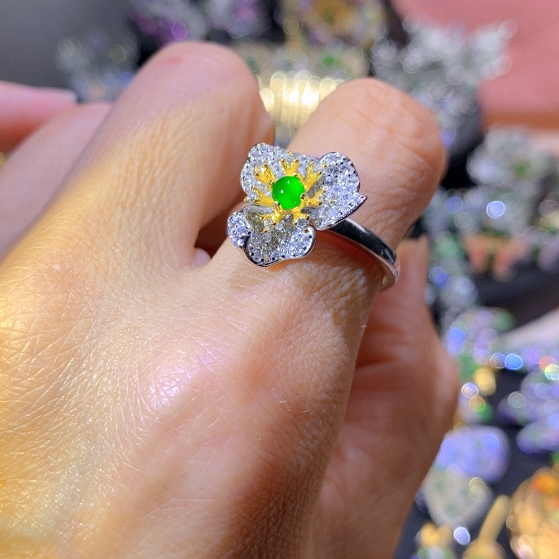 吊坠(不含链)银S925镶嵌翡翠