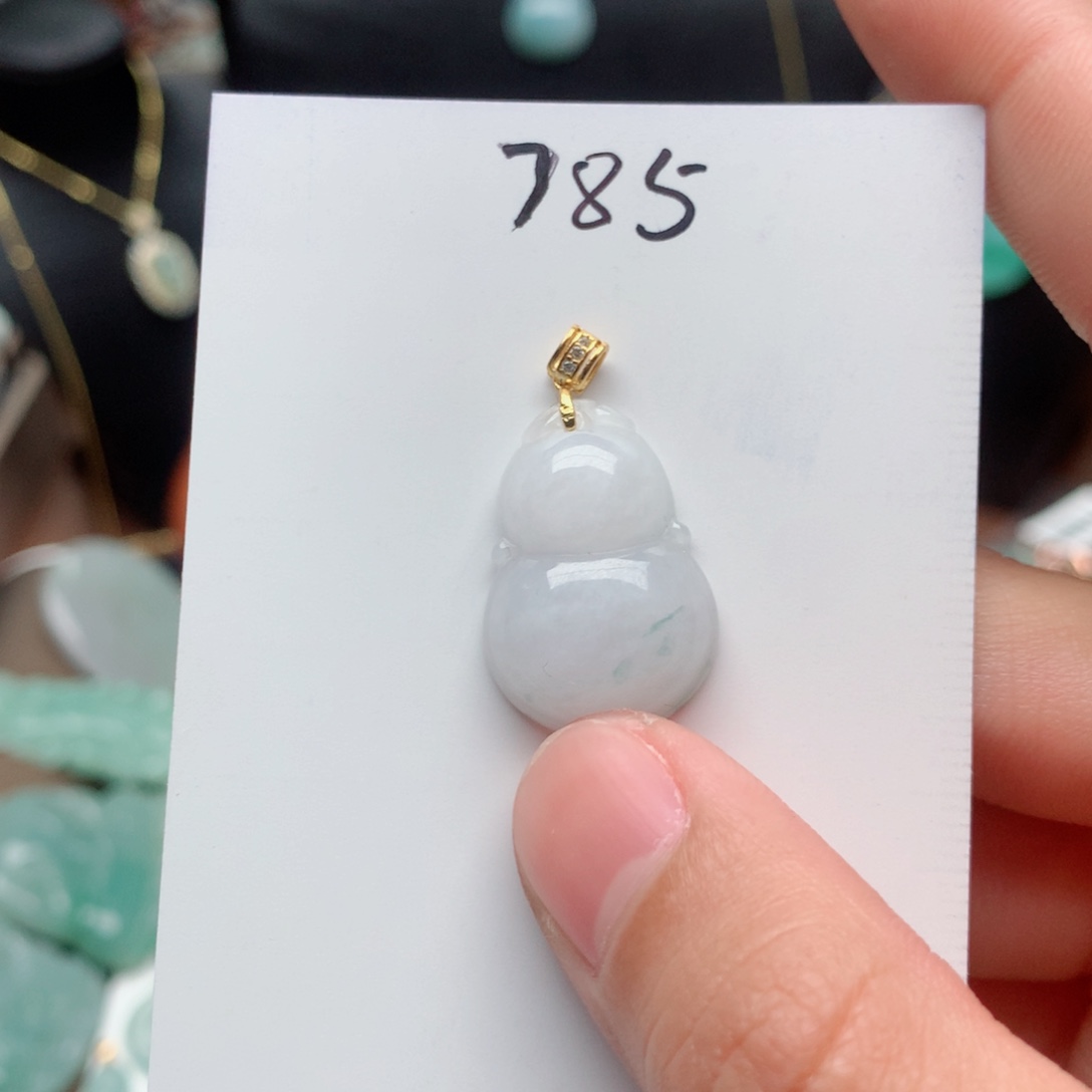 翡翠颈饰银S925镀金镶嵌吊坠
