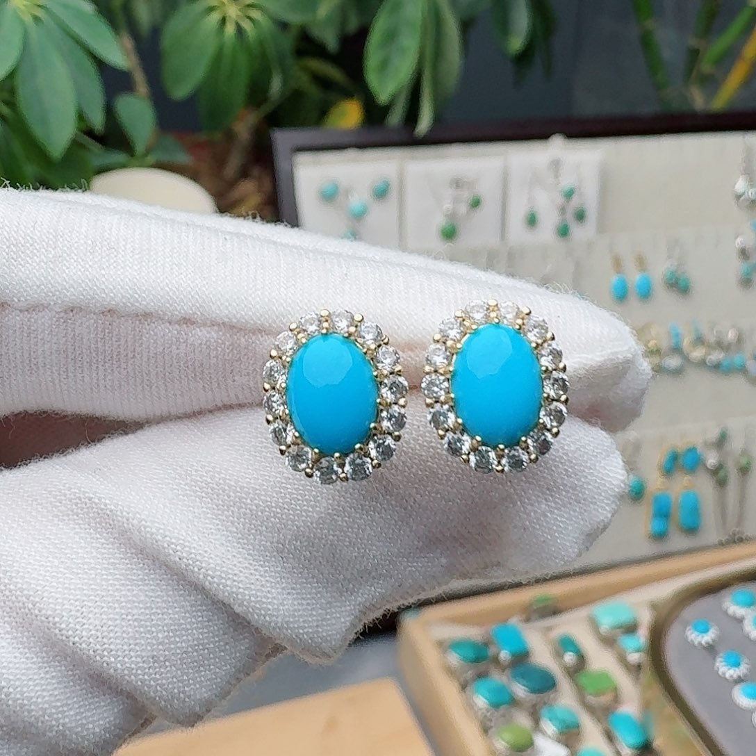 绿松石未镶嵌耳饰耳钉