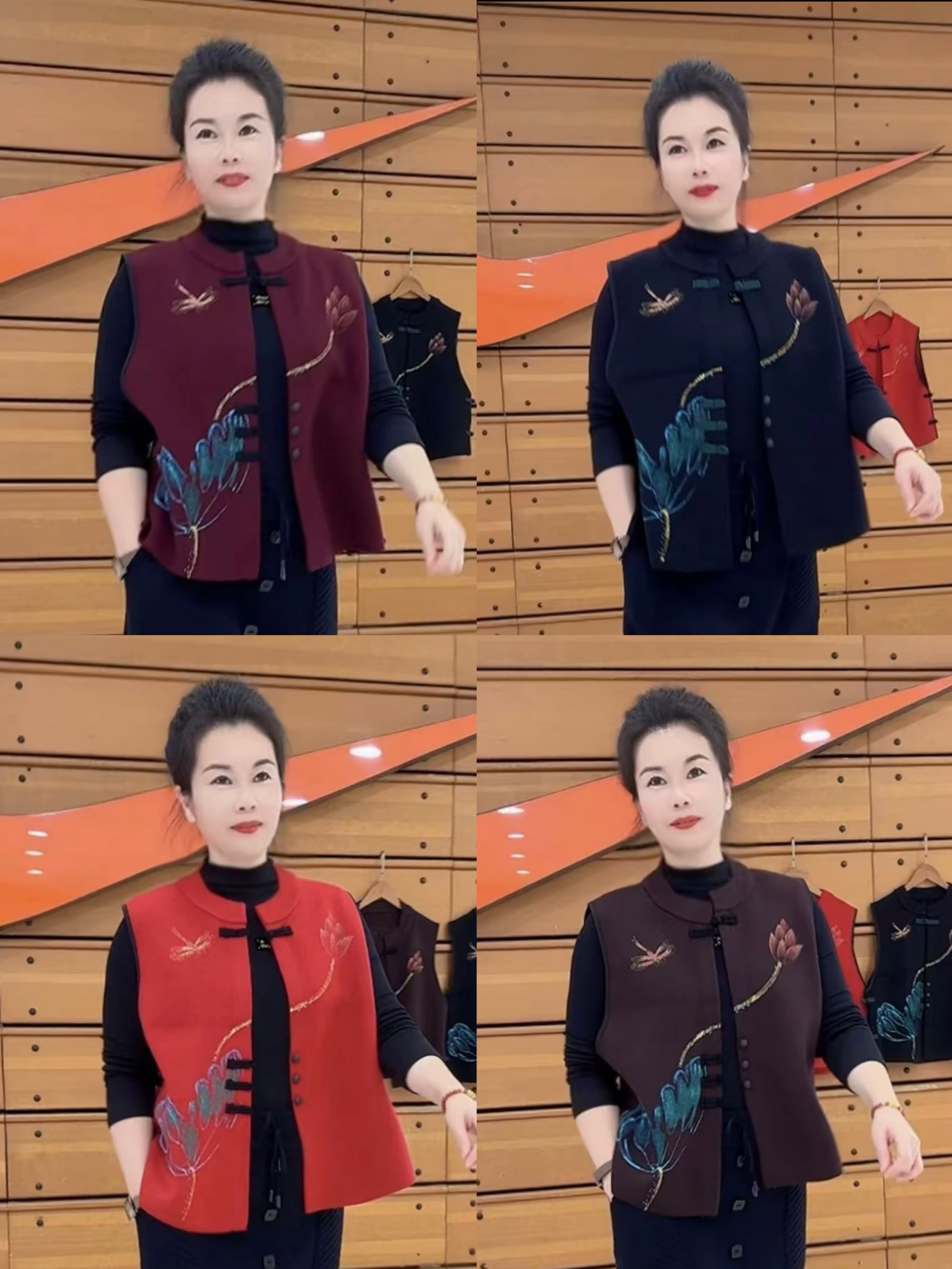 LY新款时尚民族风马甲漂亮美女穿搭