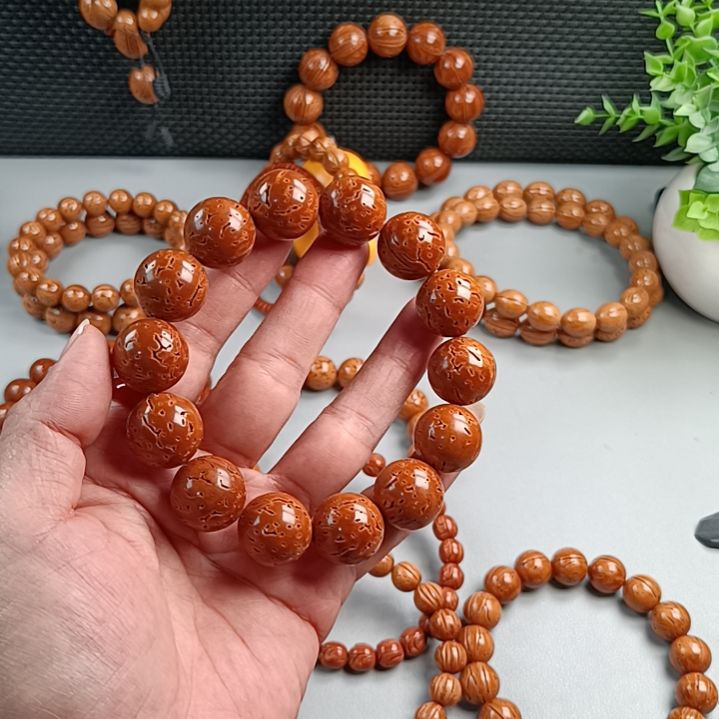 桃核手串铁籽密纹红魔18