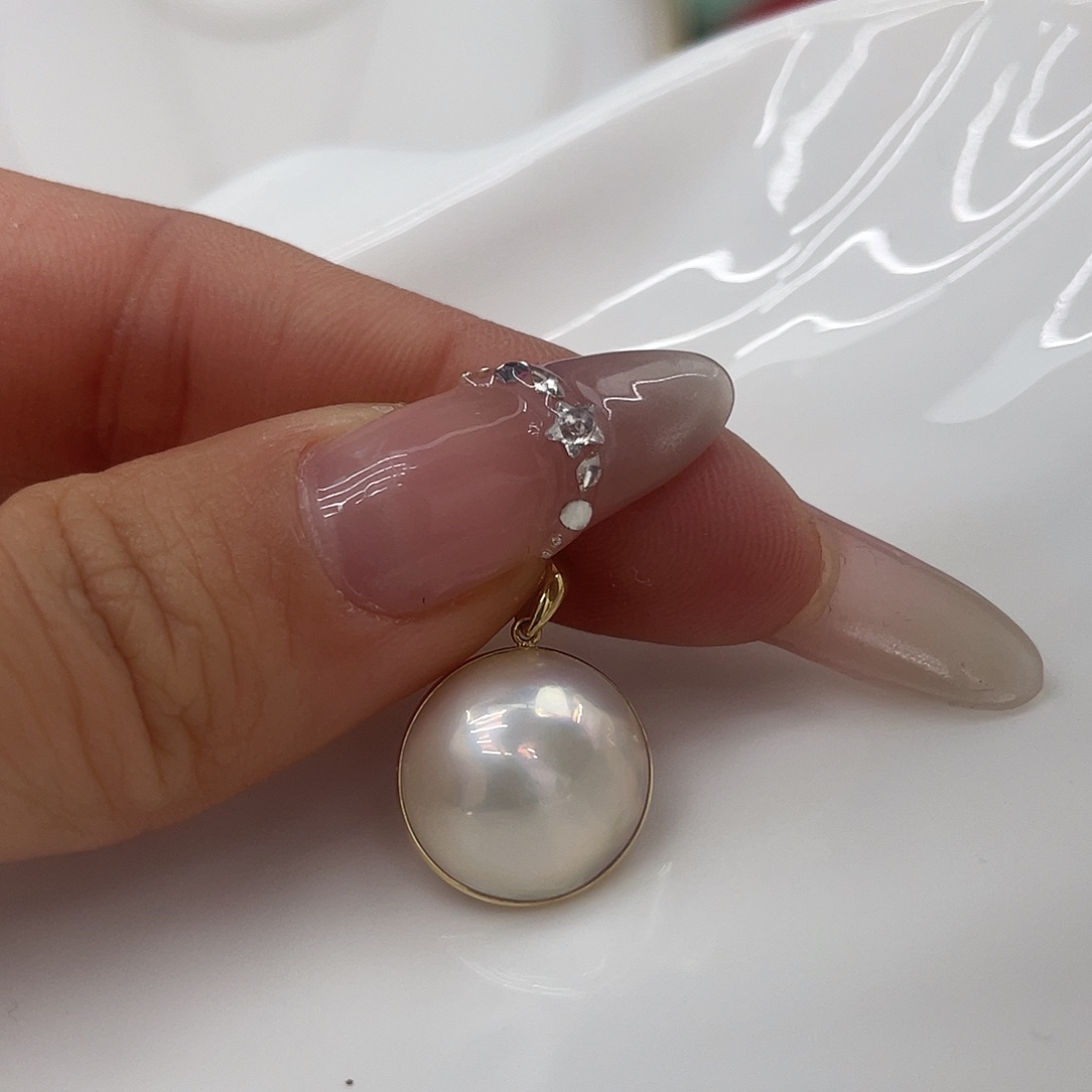 银S925镶嵌颈饰拼合珍珠（马贝珠）