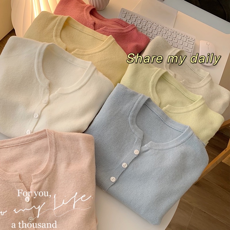 【V领多色打底】Mai Mai◆毛衣开衫女秋冬宽松慵懒针织外套深秋初冬