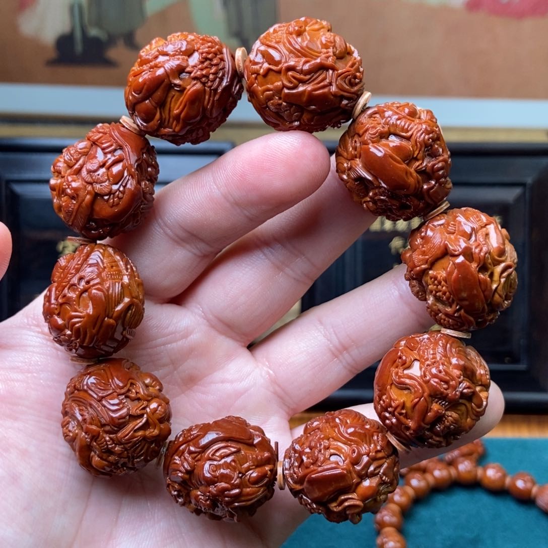手串橄榄核通景十八罗汉