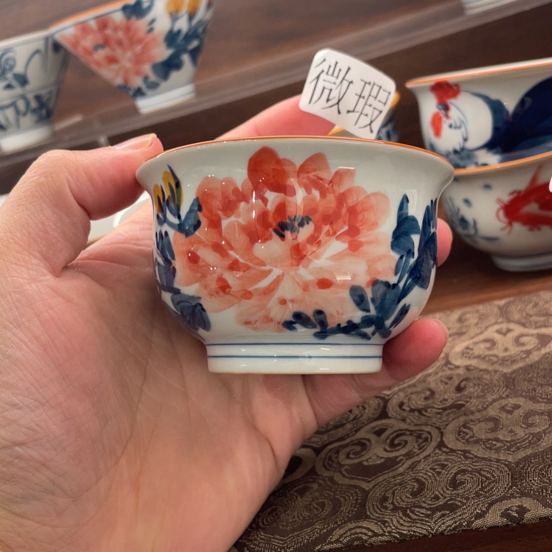 釉下手绘茶具微瑕