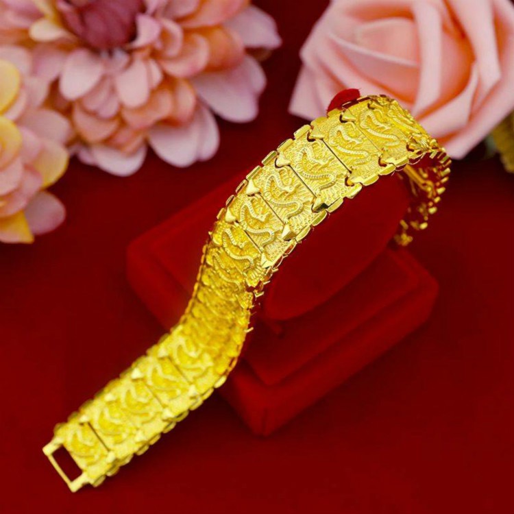 合金手链 合金手链 2024爆款【龙纹手链】手工精美时尚大气金色 