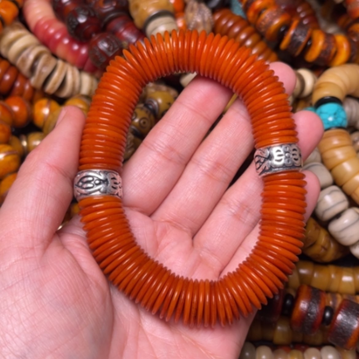 【闪购商品】牛骨手串/手链牛骨原色切片15×108颗