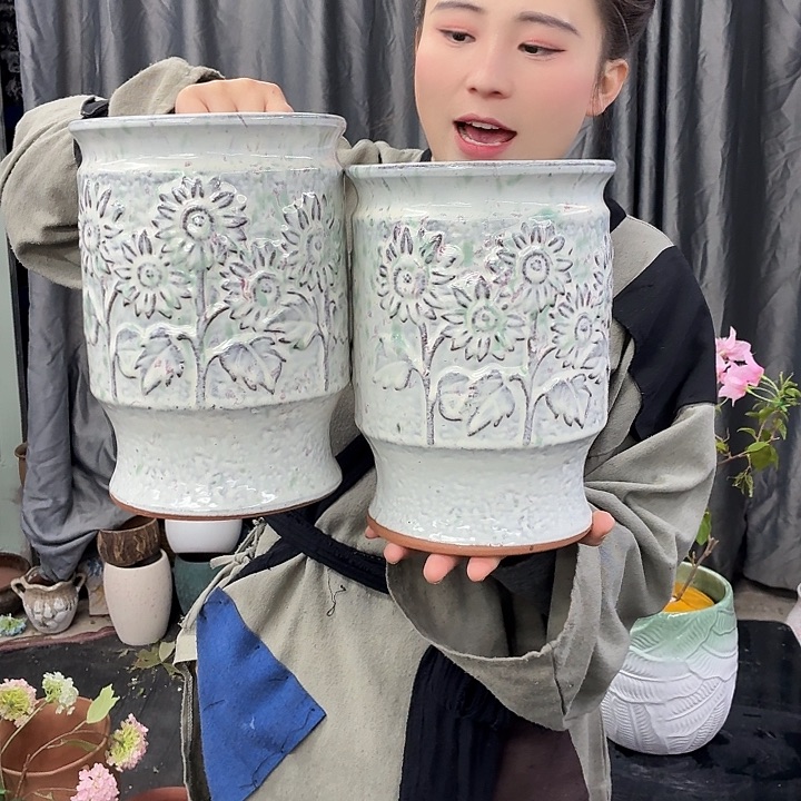 17×24 -粗陶花盆有孔-买买买