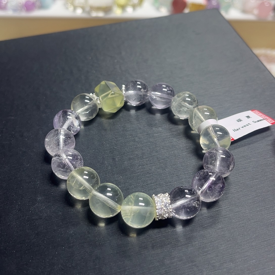 水晶手链未镶嵌紫水晶加黄水晶设计款手串