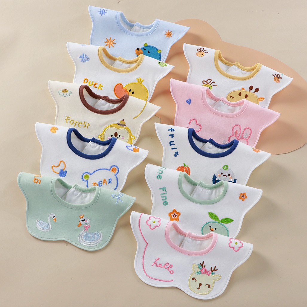 韩版口水巾新生婴儿抑菌围嘴秋冬纯棉防水防吐奶0-3岁