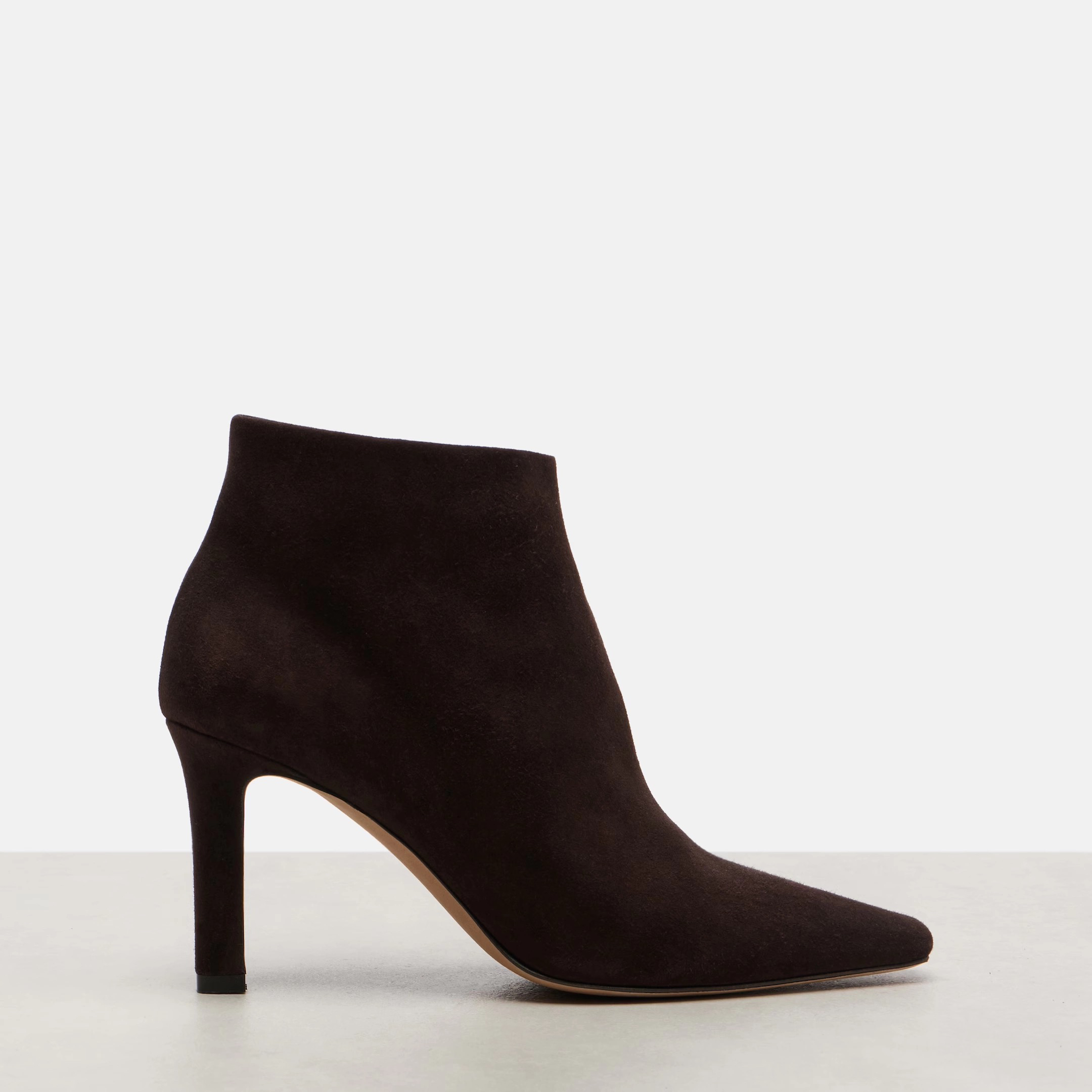 pomo新款2025高跟靴子显瘦短靴女法式靴绒面短筒弹力靴老钱风靴