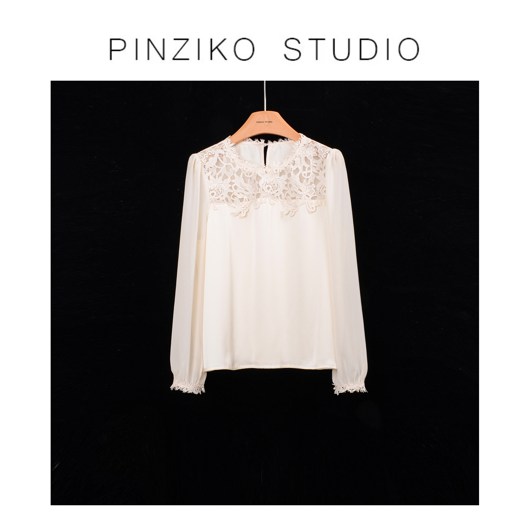 【PINZIKO女装】晚香玉~秋季时尚百搭重工蕾丝设计感衬衫TJF041