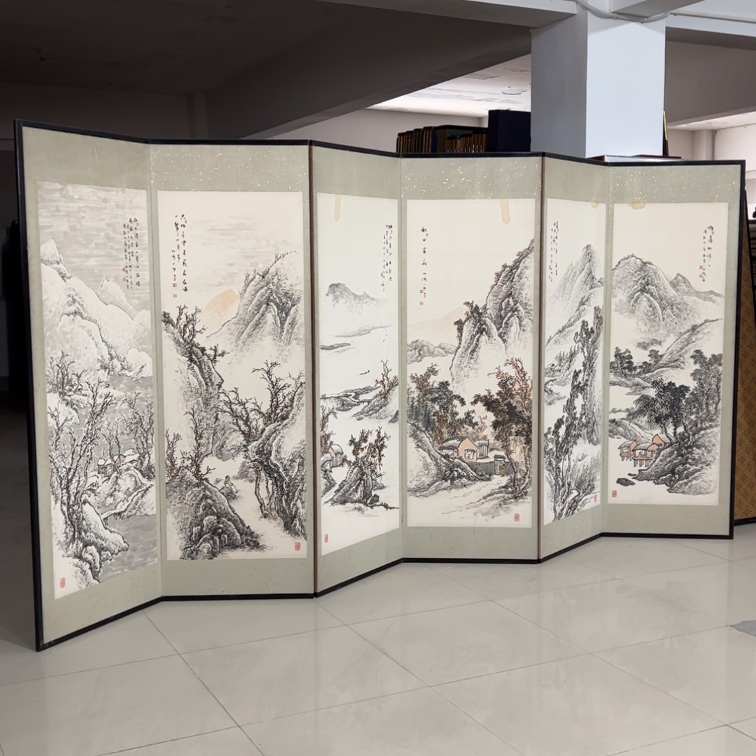 绘画屏风框画茶空间设计