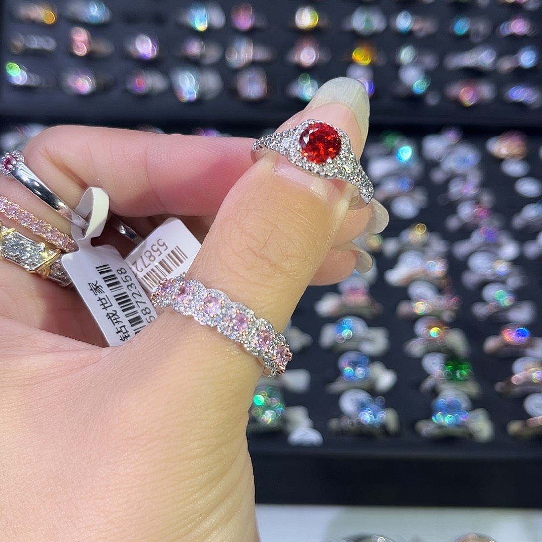 莫桑石非金属SH双排微镶方包红钻一卡-12