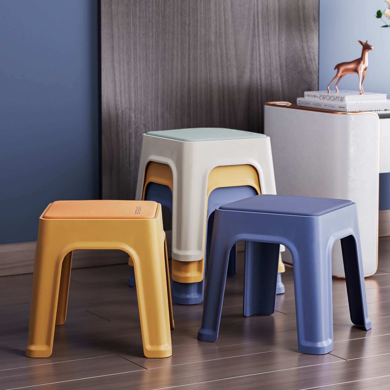 【皮面】轻奢加厚高密度软包座面舒服家用防滑时尚宝宝凳洗衣小凳子