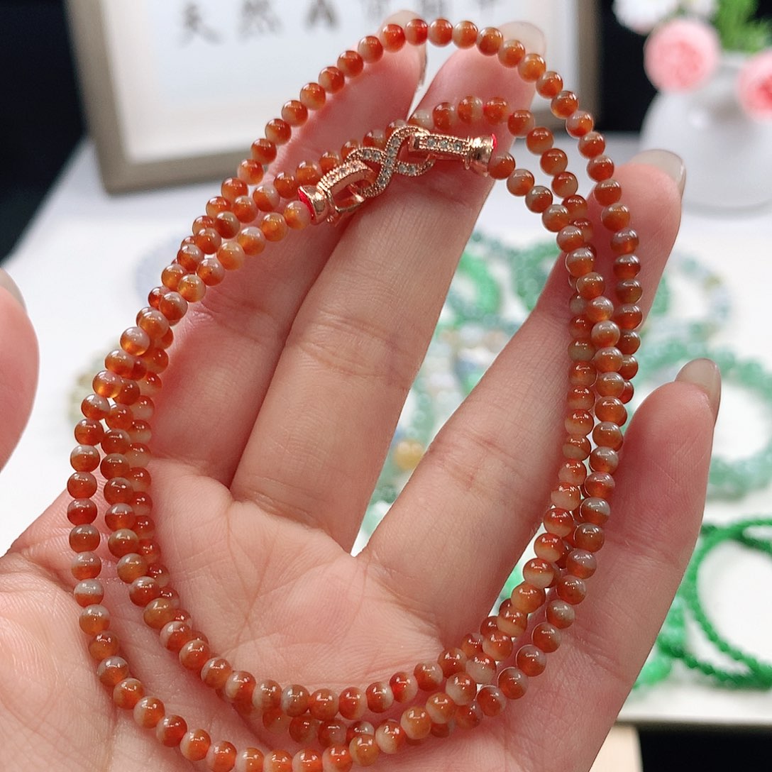 缺***胞未镶嵌手链翡翠项链3.4mm