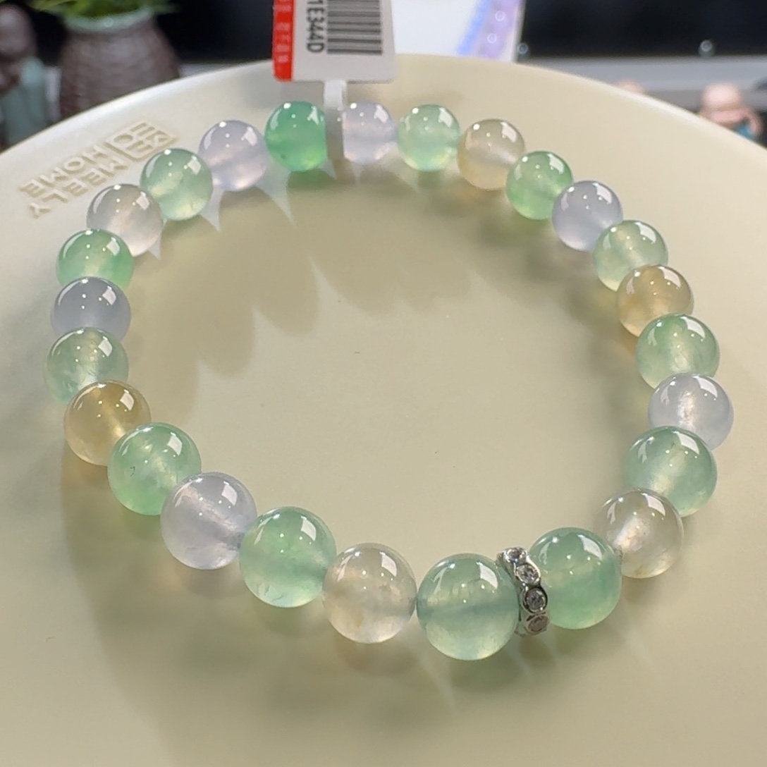 翡翠手链未镶嵌小*叶高冰马卡龙单圈青叶的定金