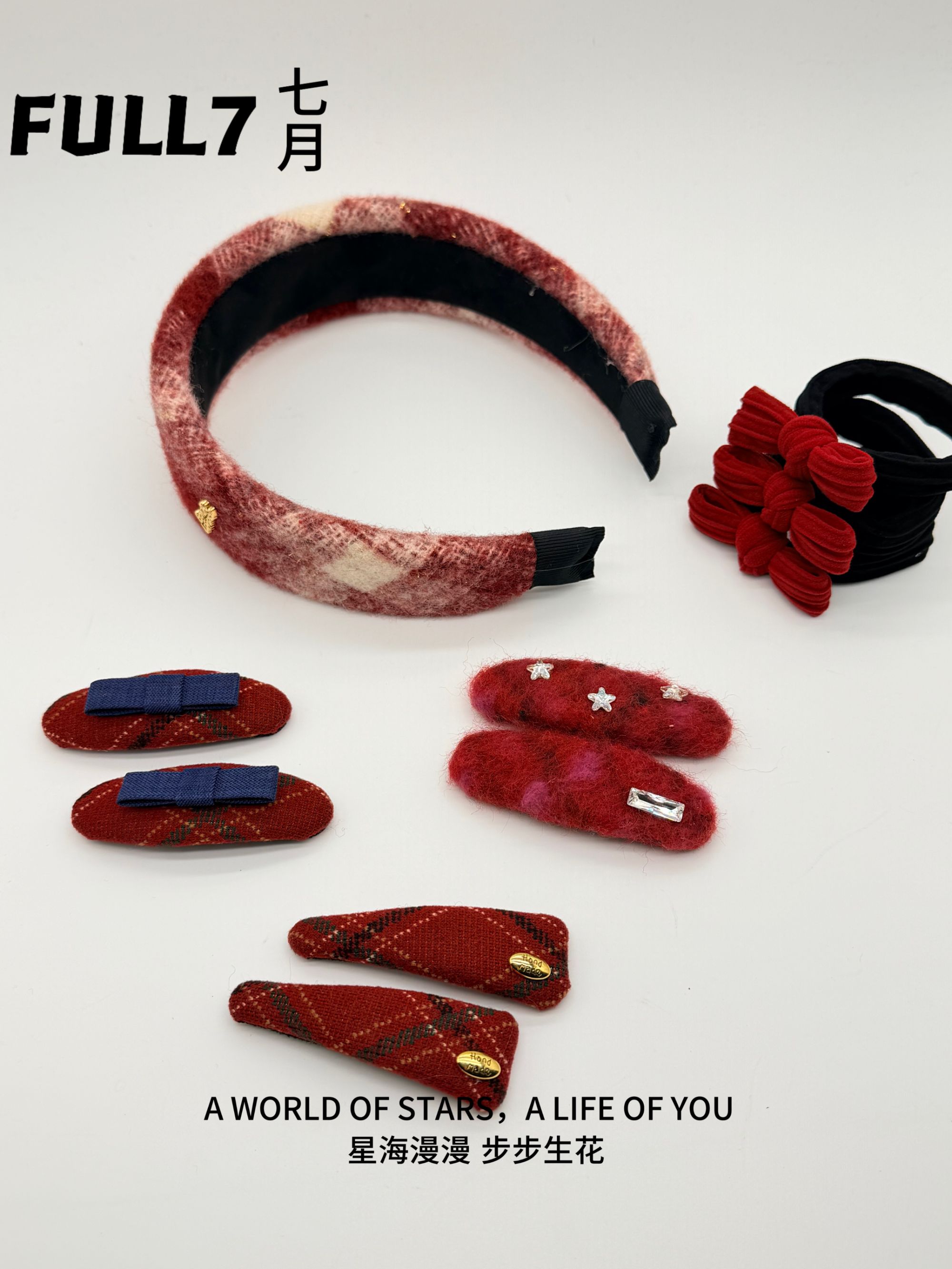 545【FULL7】韩国东大门圣诞红系列法式法式简约发箍发卡头绳头饰