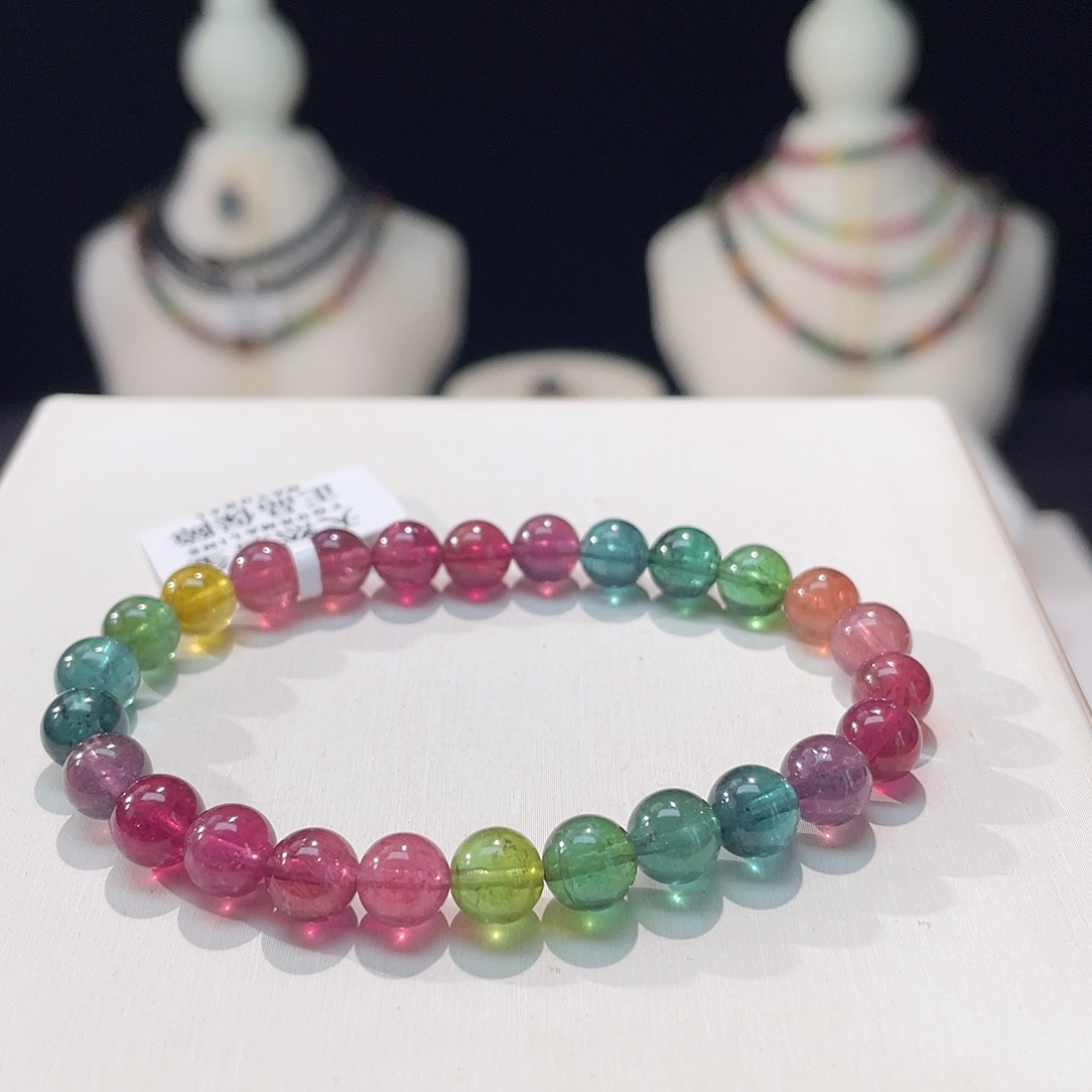 碧玺手串未镶嵌7.3mm±