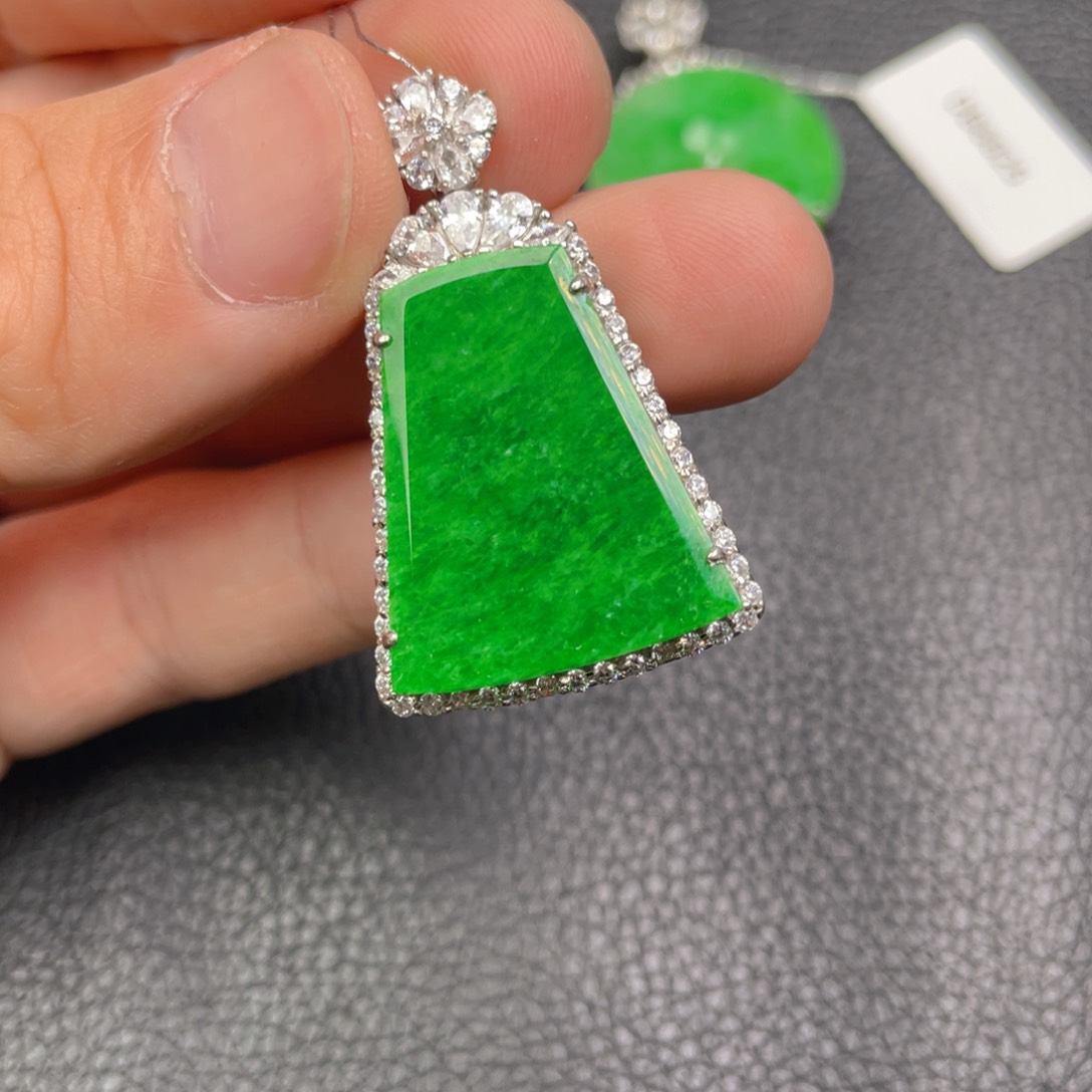 翡翠银S925镶嵌吊坠(不含链)