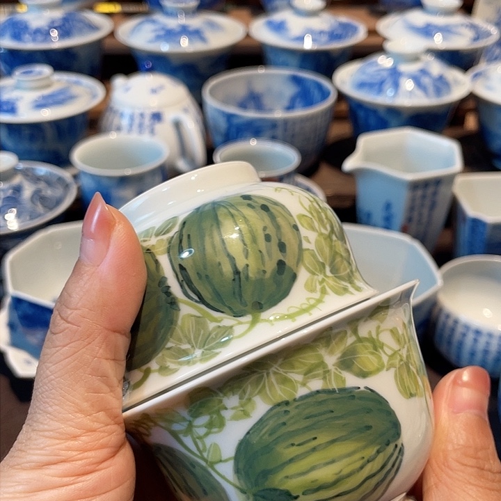 西瓜西瓜内绘盖碗➕杯子