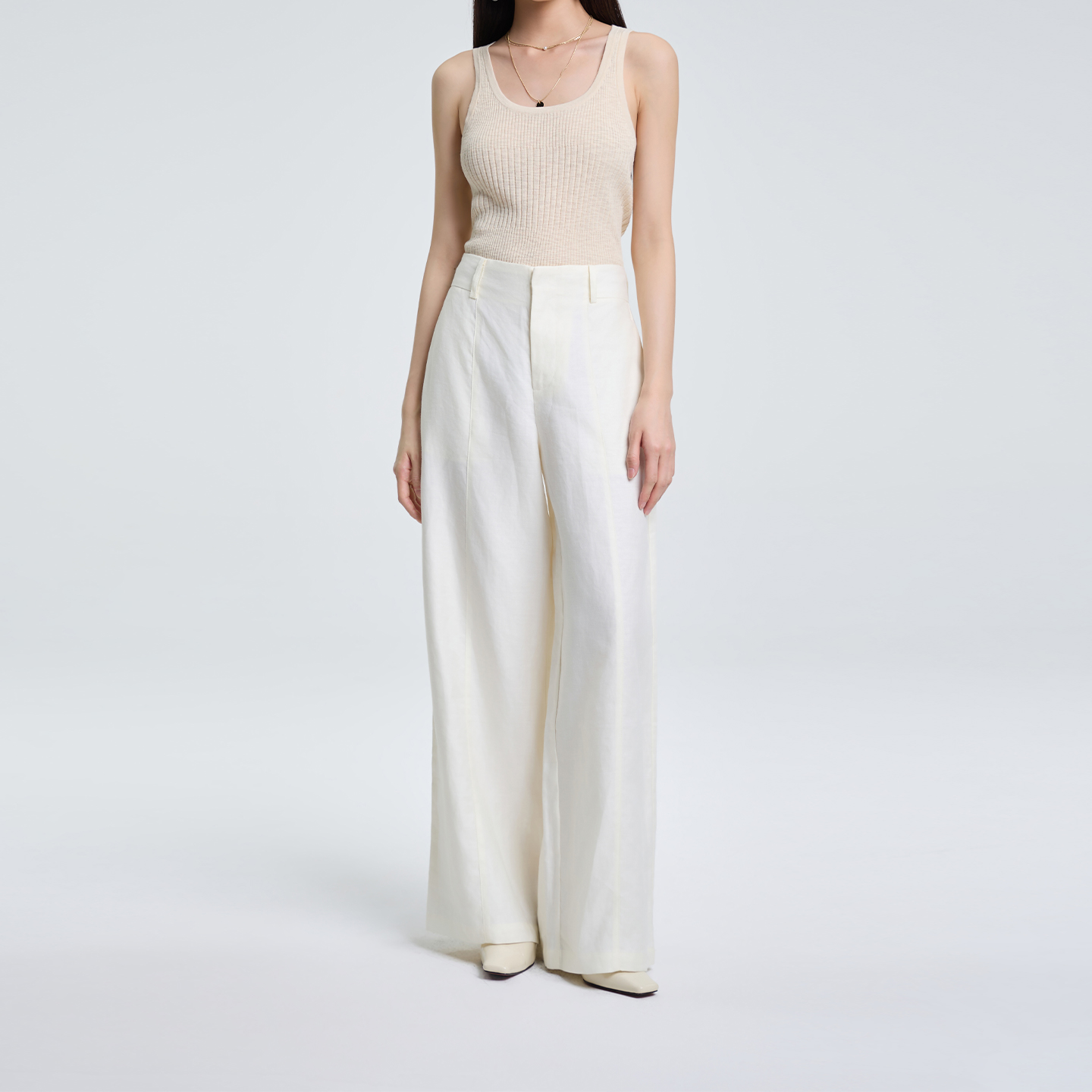 2026春ETC新款休闲时尚休闲裤女2B510直筒简约百搭阔腿裤高腰长裤