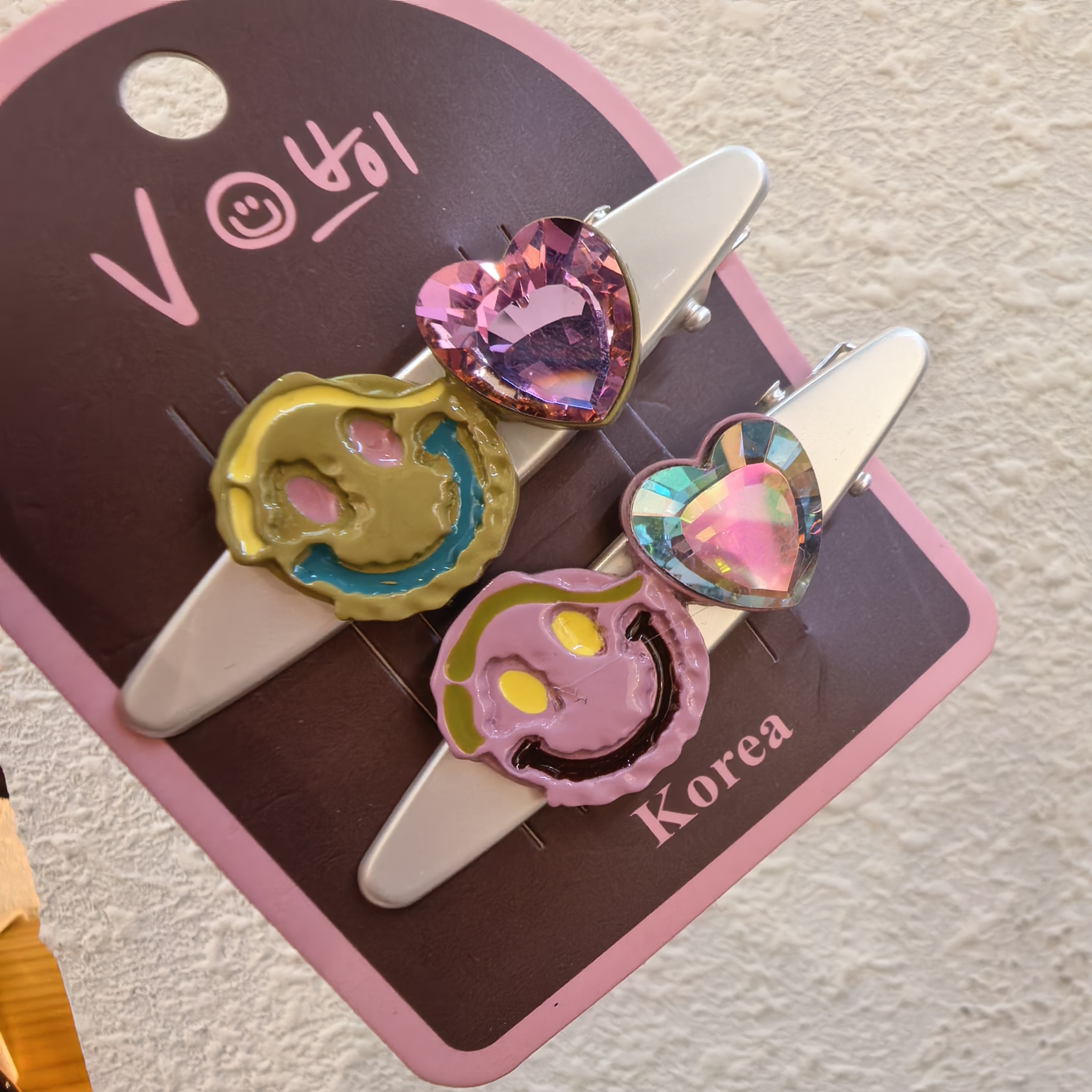 F346绿色粉色爱心爱心闪闪泡菜款边夹一对