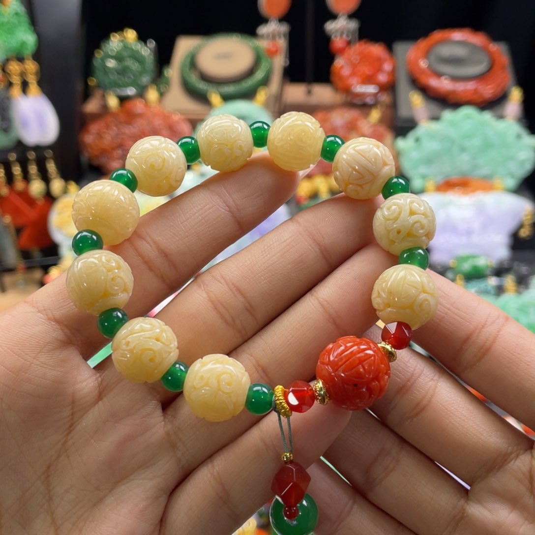 翡翠手串未镶嵌篓*儿代编织