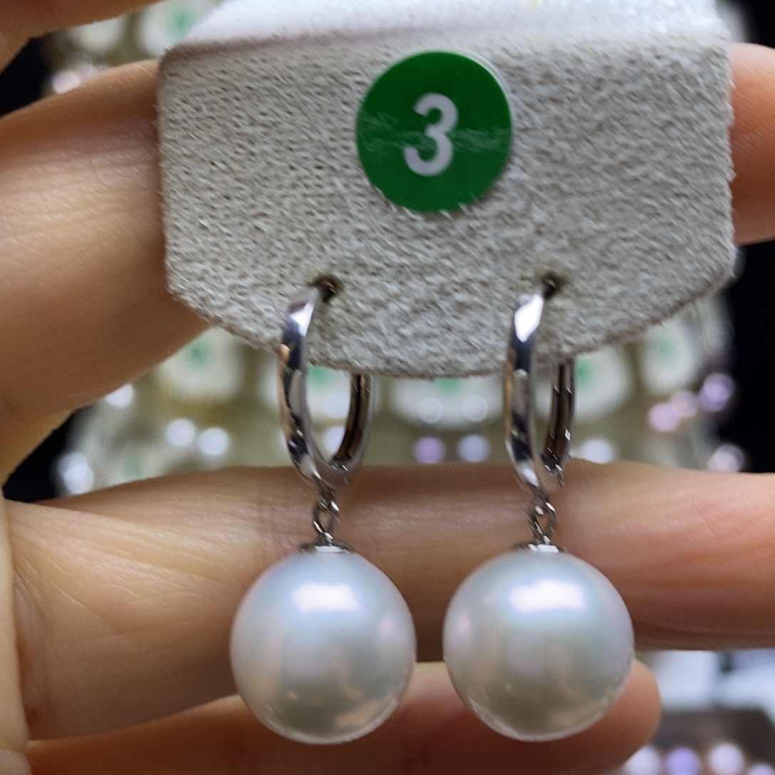 银S925镶嵌耳饰淡水珍珠