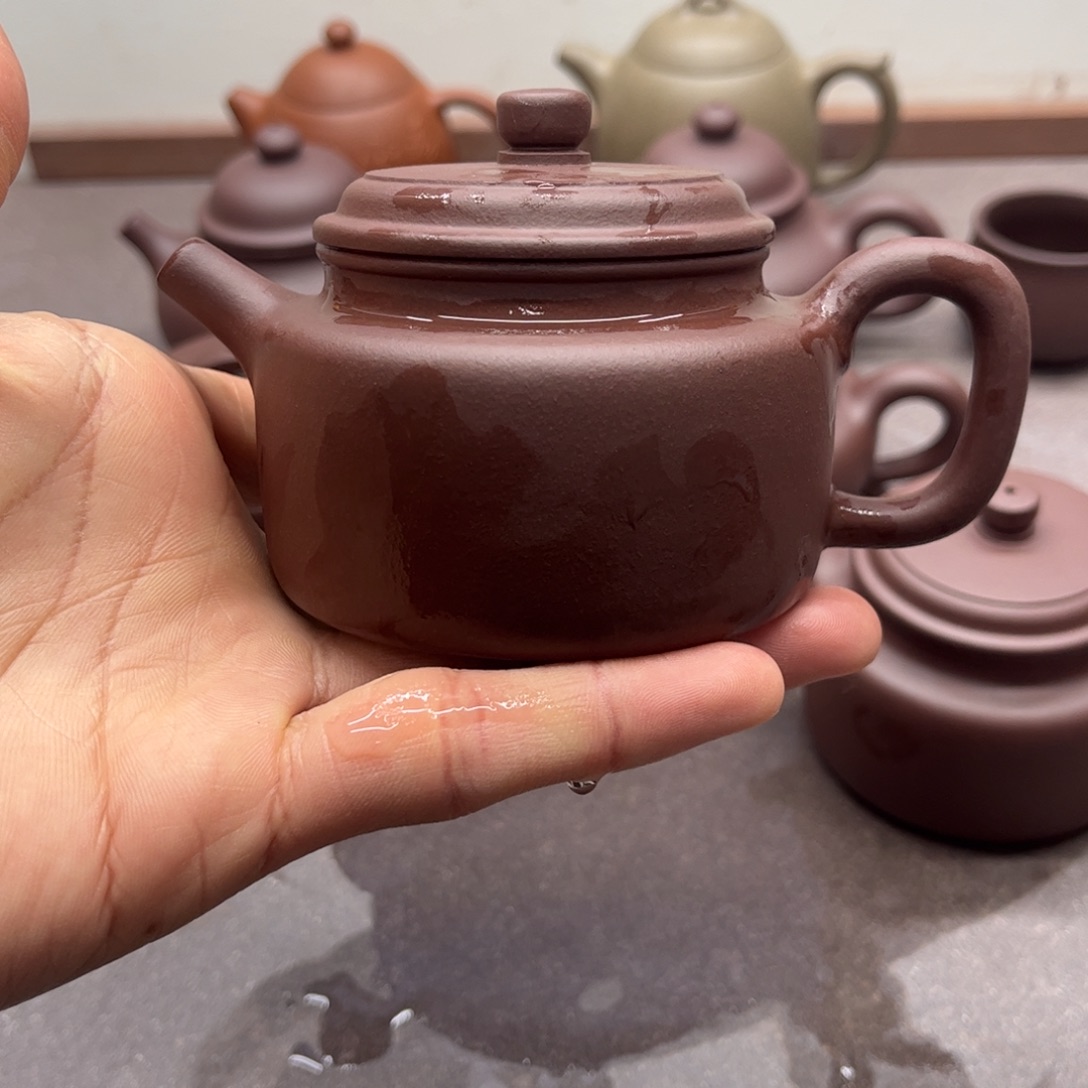 紫砂茶壶紫泥德钟180毫升微瑕