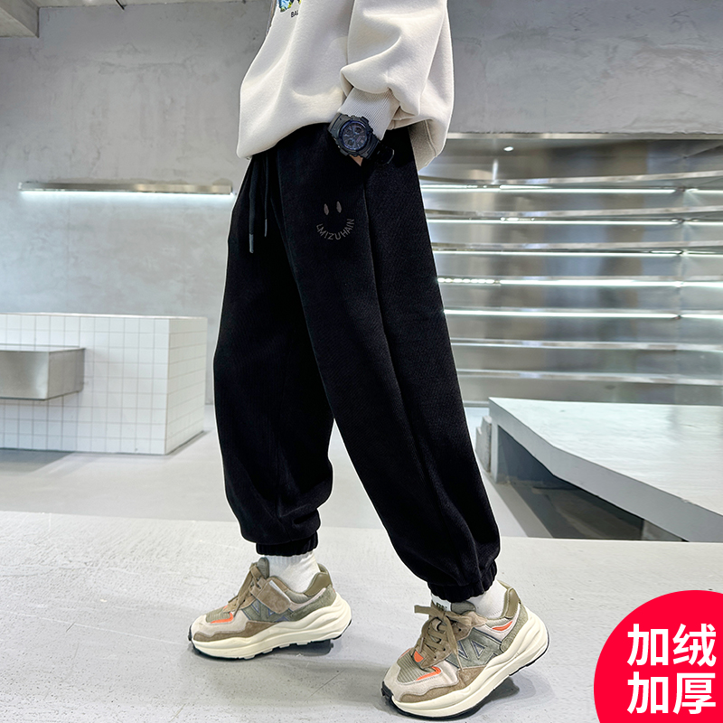 男童秋装裤子新款加绒加厚时髦男孩秋冬款休闲裤C3155