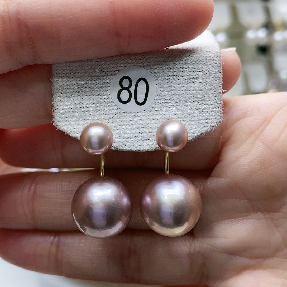 淡水珍珠耳饰银S925镀金镶嵌