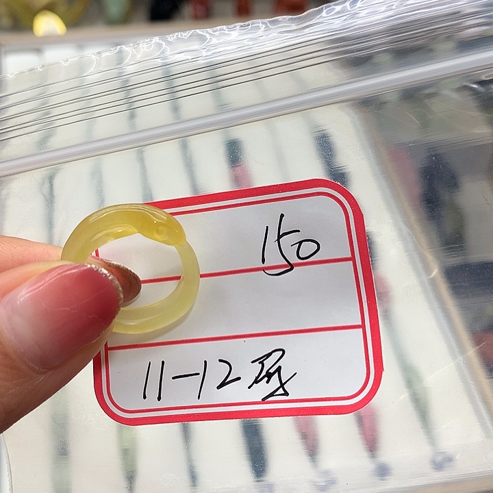 纯***萝蛇纹石玉未镶嵌戒指
