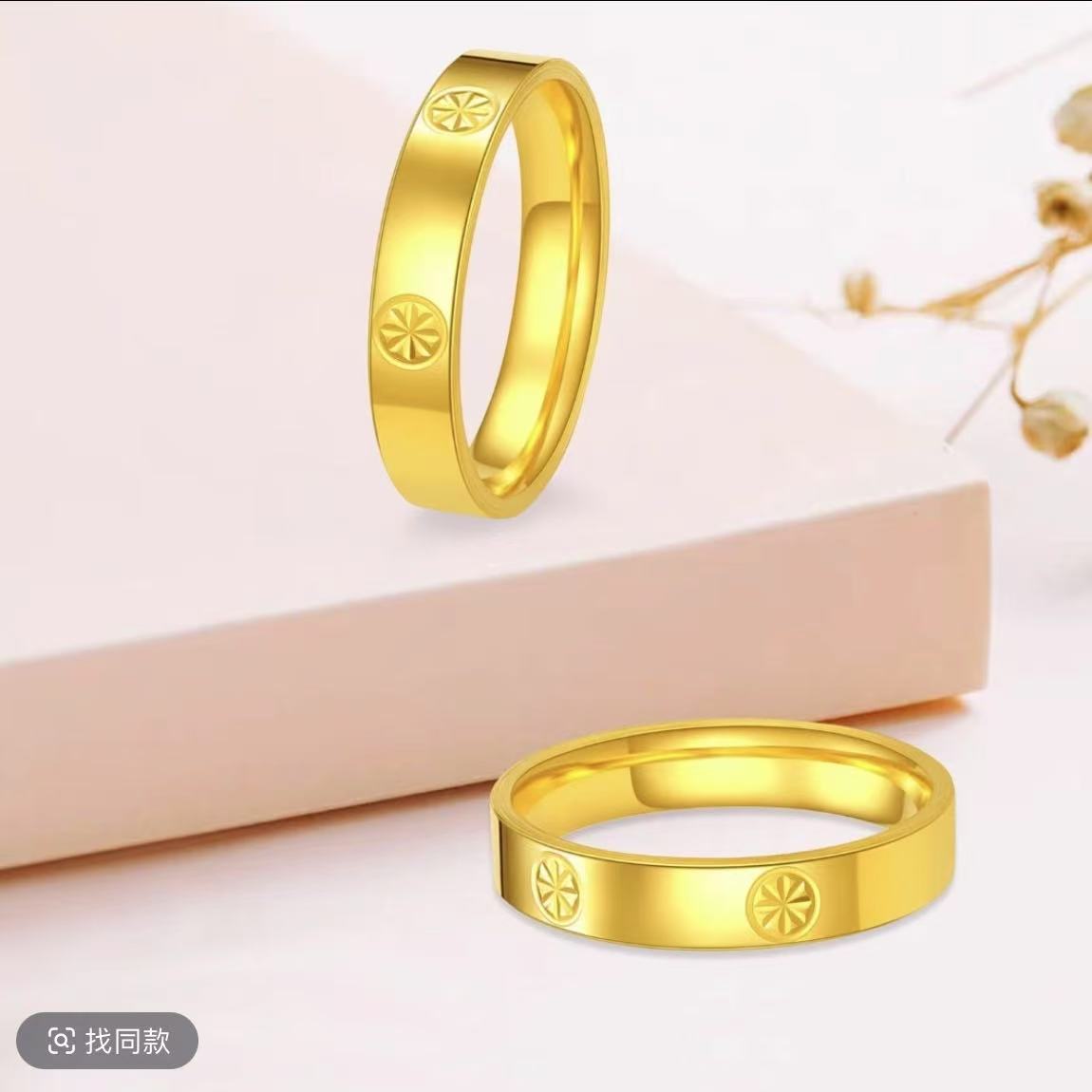 Chow Tai Seng/周大生足金卡家情侣戒指经典简约轻奢大方礼物女生