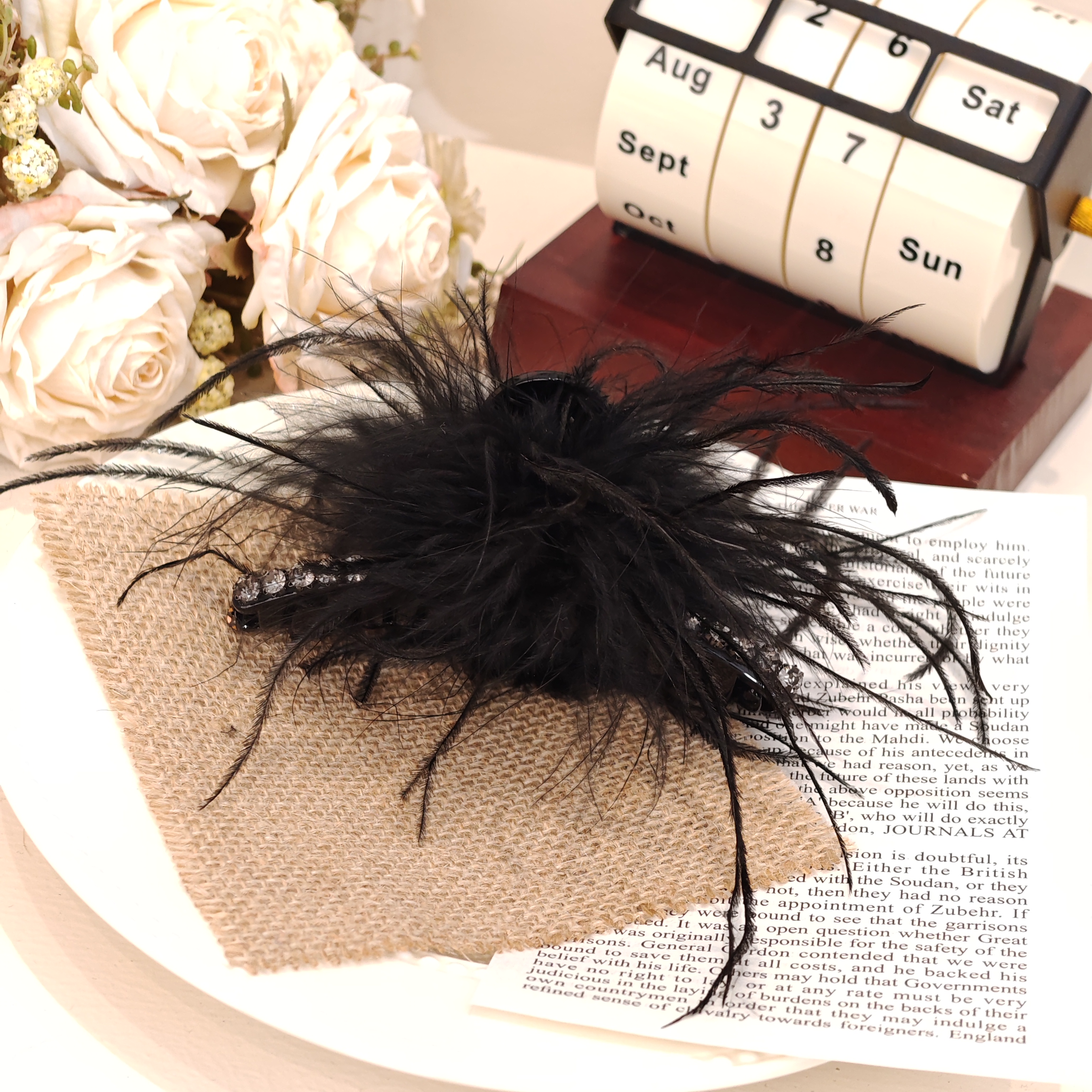 FNQ482韩版简约风羽毛抓夹女百搭时尚头饰